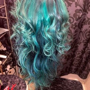 Vibrant Teal Curly Hair Wig